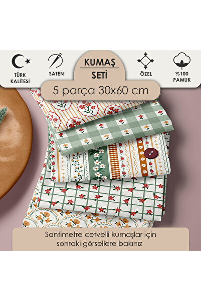 FabricsTown 100% памучен плат, 5 десена, 30x60 см, за пачуърк и шиене