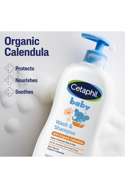 Cetaphil Baby Organic Wash&Shampoo Sensitive Skin/Organik Aloe Vera &Aynısefa...