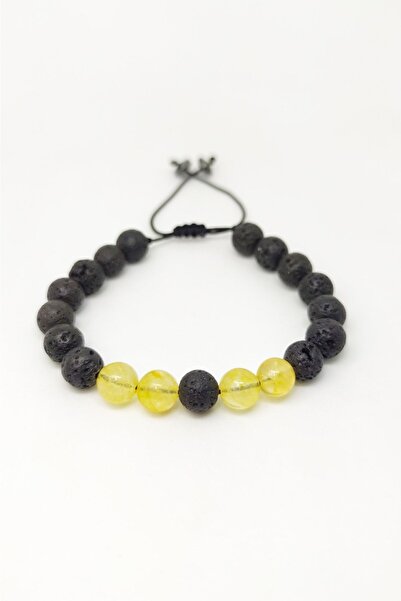 Zodyak Doğal Taş Citrine Stone Natural Stone Macrame Braided Unisex Adjustabl...