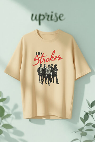 Vordevia The Strokes Βαμβακερό T-shirt με στάμπα σε oversized γραμμή
