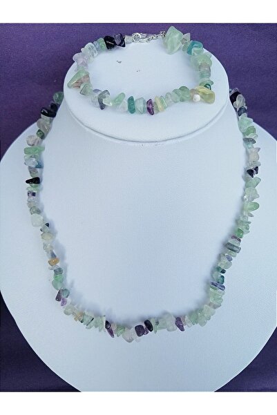 LADIN DOGALTAŞ Fluorite Necklace Bracelet Set - Natural Stone Jewelry - Real ...