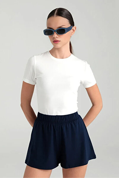 CloudyMood Women's Ultra Soft Round Neck Short Sleeve Blouse Ecru