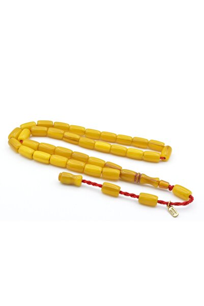 Murty99 Hakkı Usta Signed Cut Model Yellow Crimped Amber Prayer Beads 004