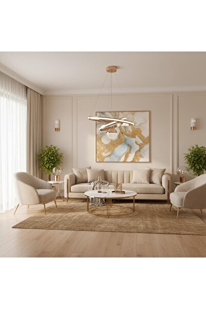 Elizim Home Lighting Valeria Lüx Kaliteli Ledli Gold Sarkıt Avize