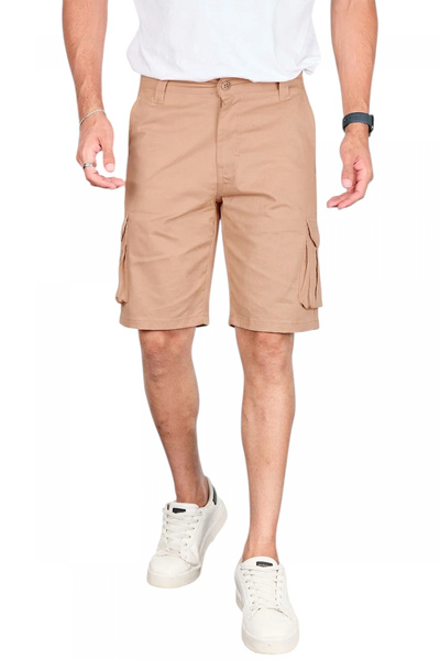 Rizz up Men's Earth Lycra Gabardine Modern Fit Cargo Capri Shorts - Multi-Poc...