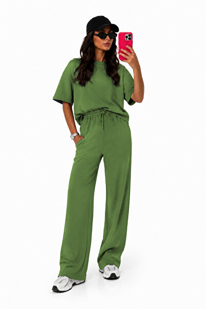 BARLİZ Women's Short Sleeve Crew Neck Casual Loose Wide Set