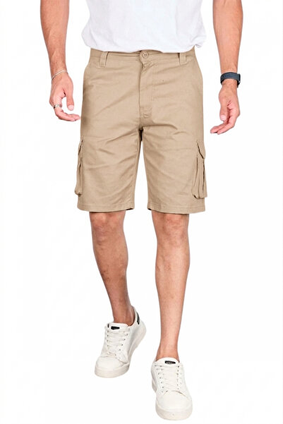 Rizz up Men's Stone Lycra Gabardine Modern Fit Cargo Capri Shorts – Multi-Poc...
