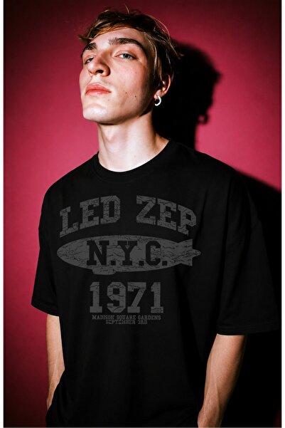 Fuddy Moda Tricou unisex supradimensionat Led Zep 1971 Led Zeppelin cu imprim...