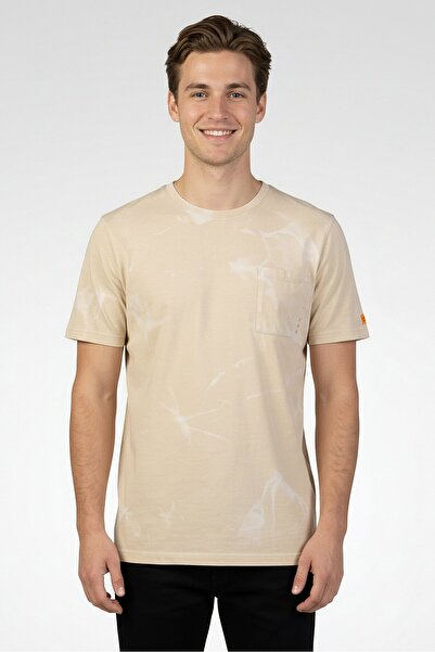 Scotch & Soda Men Crew Neck Short Sleeve Plain T-Shirt, Beige