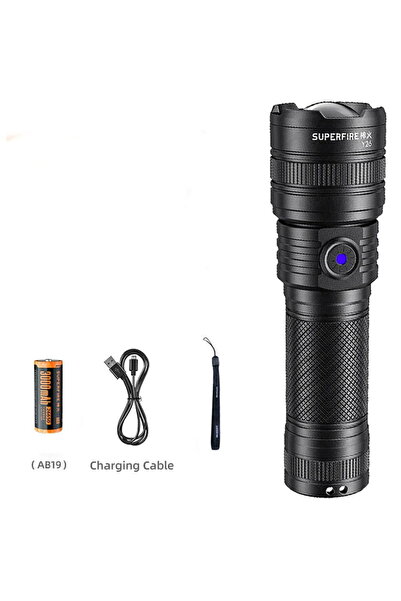 SUPERFIRE Lanterna LED Y26, 1200lm, 800M, 3700mAh, încărcare USB-C, 15W