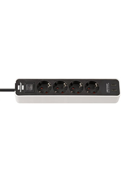 Brennenstuhl Ecolor Extension Cord 4 sockets, 2xUSB-C, 1.5m, Black-White