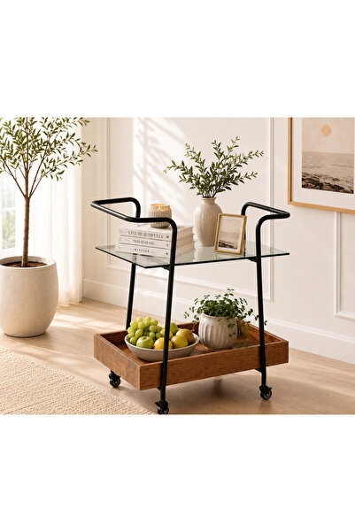N.zone Modern Hospitality Cart with Wheels in Elegant Design – 70 cm Width, 4...