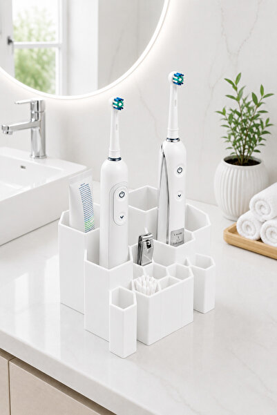 Arvella Studio Multi-Compartment Toothbrush Holder Organizer |   Bathroom Org...