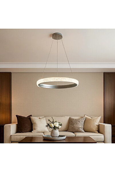 HAMER Ultra Modern Silver Pendant Lamp – 3 Light Colors – 95W – 80 cm