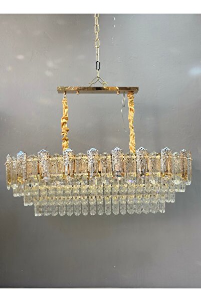 Led YENİ MODEL OVAL KRİSTAL LÜX AVİZE GOLD RENK