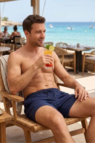 PUMAS Plain Pattern Quick-Dry Men's Swim Shorts with Side Pockets