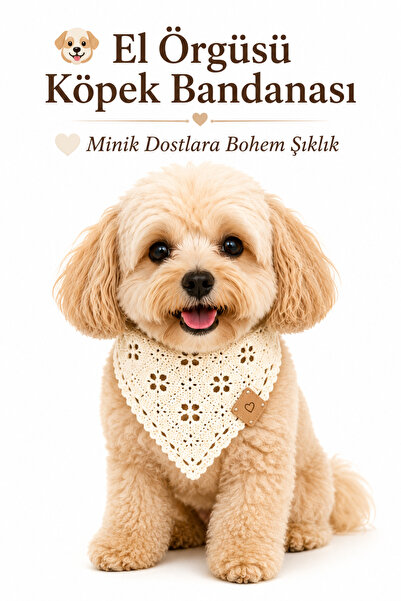 NEHOLİA Dog Bandana Hand Knitted Tie-On Stylish Pet Neck Scarf Cat Dog Accessory