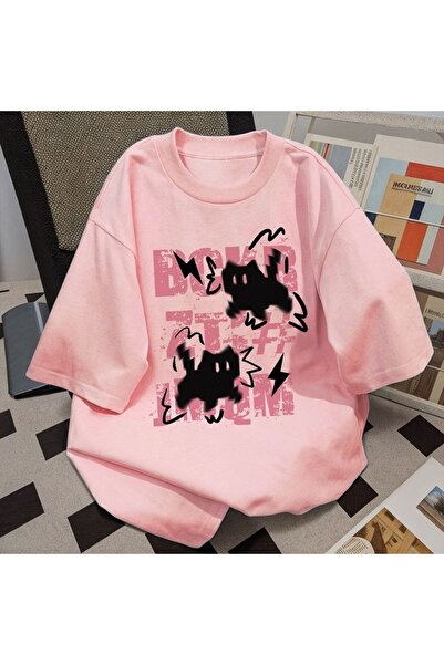 bellanova Sila Trend Unisex Black Oversize Printed T-Shirt Streetwear Comfort...