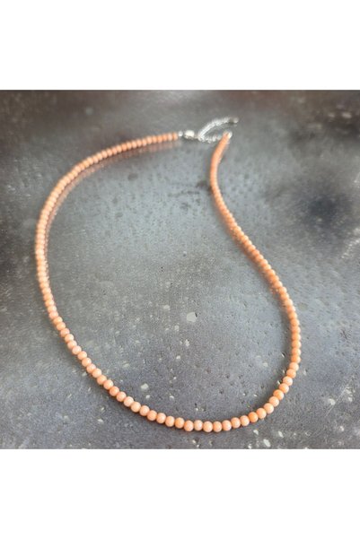 DRUZY Colier coral roz, pietre semipretioase, Wave #94