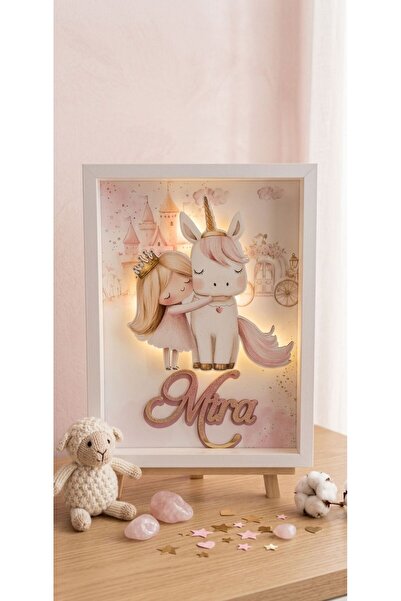 DARA Kişiye Özel Unicorn Temalı Işıklı Bebek Odası Kapı Süsü