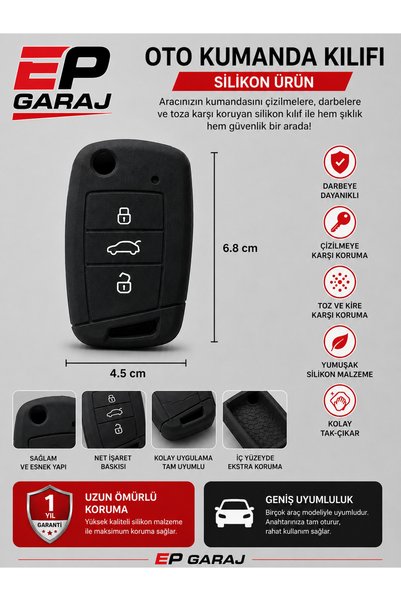 EP GARAJ OTOMOTİV Remote Control Cover - Black Silicone Product