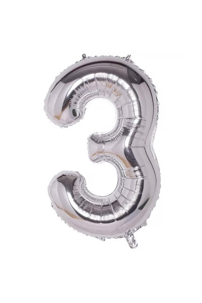 Balonsan 40" Silver -3- Age Number Foil Balloon 100 cm