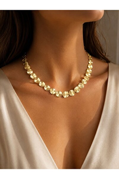 House Of Glix Bohemian Circle Oval Gold Renk Pul Tasarım Kolye