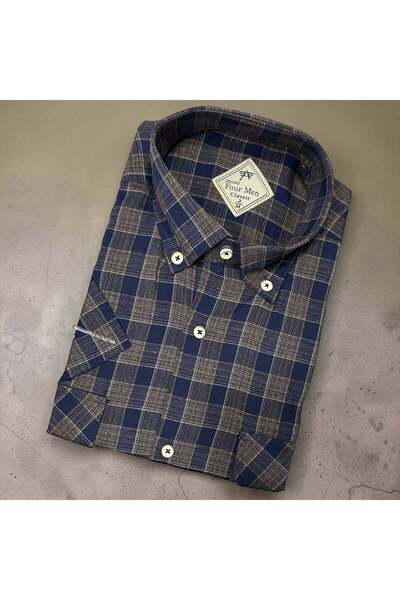 EREN STYLE Linen Classic 100% Cotton Short Sleeve Anti-Sweat Shirt