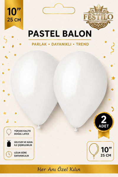 FESTİLO 10 İnç Pastel Balon 2 Adet Parti Doğum Günü Organizasyon Süsleme Balo...