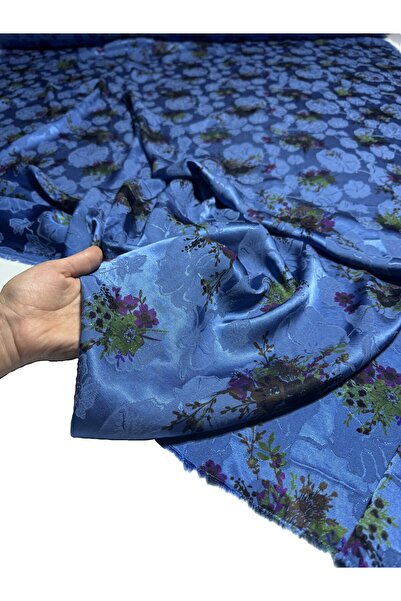 BURSA KUMAŞTAN Jacquard Silk Cupro Fabric Width 140 cm Shiny Flowing Dress, S...