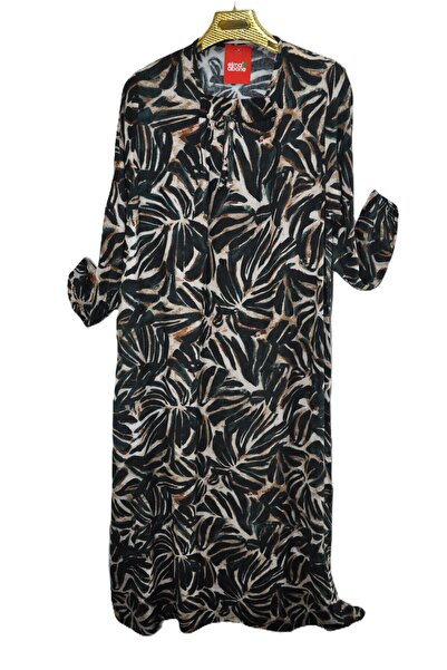 elma abone Plus Size Mother's Viscose Patterned Dress