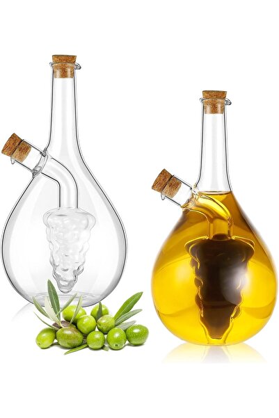 BPA Silk Route - 2-Piece 2-in-1 Olive Oil & Vinegar Dispenser Set, 2 Glass Bo...