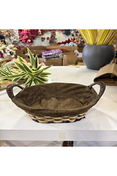 konak alışveriş Oval Bread Basket with Fabric Inside
