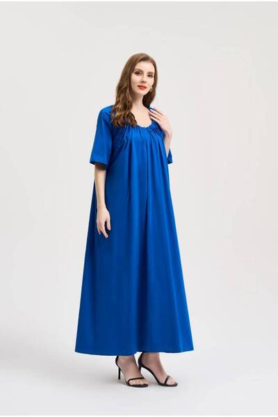 RARA Plain Cotton Dress - Blue