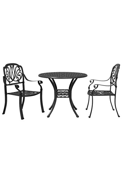 vidaxl Set mobilier bistro, 3 piese, negru, aluminiu turnat