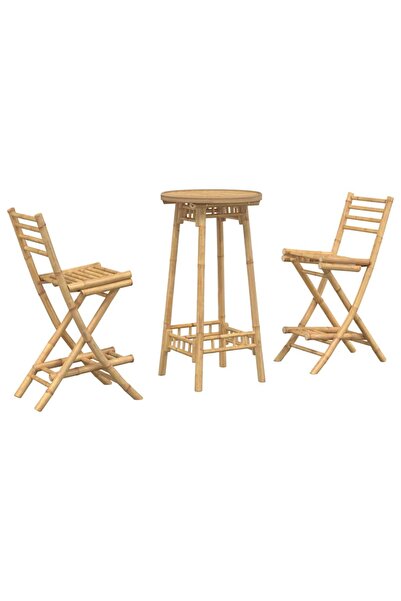 vidaxl Set bar de exterior 3 piese pliabil din bambus