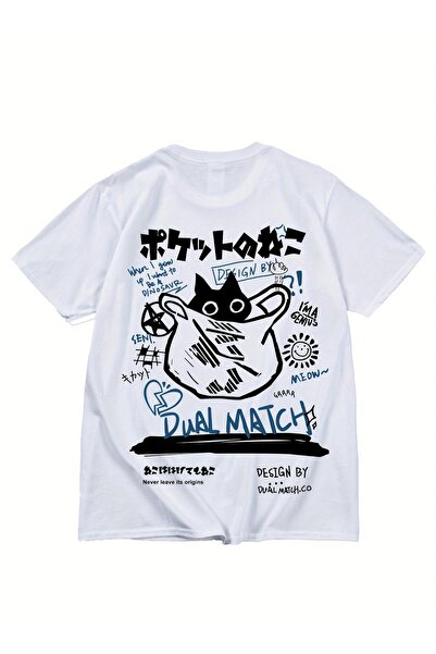 bolivia's Men's & Women's Vintage Pocket Cat Print T-Shirt - Cute Kitten Pock...
