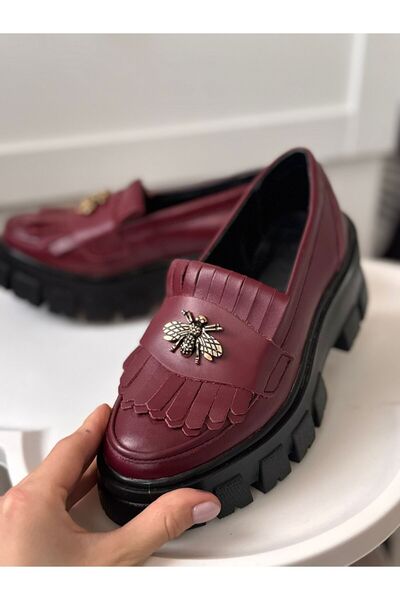 Moldo Shoes Pantofi Melania bordo, Piele naturala