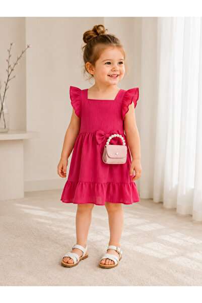 MASAL BEBE KİDS KIZ ÇOCUK ÇANTALI FİYONKLU ELBİSE