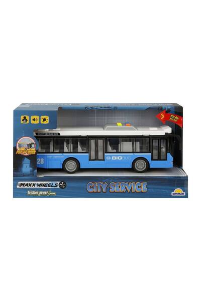 Maxx Wheels Autobuz cu lumini si sunete, City Service, Maxx Wheels, 1:16, Alb...