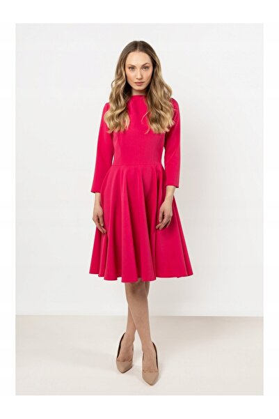 Awama Rochie midi evazata, awama, roz, poliester-elastan, XL INTL