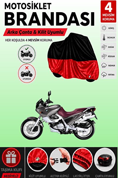 Cemku Double Black Top - Red Bottom, Rear Bag Compatible Bmw F 650 St Motorcy...