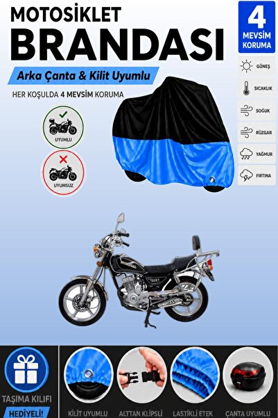 Cemku Double Black Top - Blue Bottom, Rear Bag Compatible Mondial 150 Kt Moto...