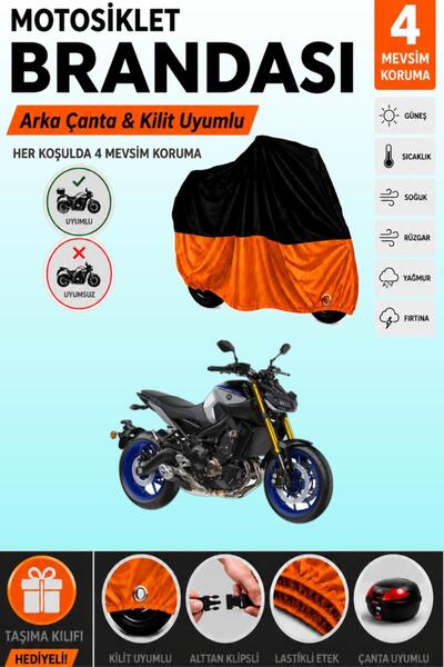 Cemku Double Black Top - Orange Bottom, Rear Bag Compatible Yamaha Mt-09 Sp M...