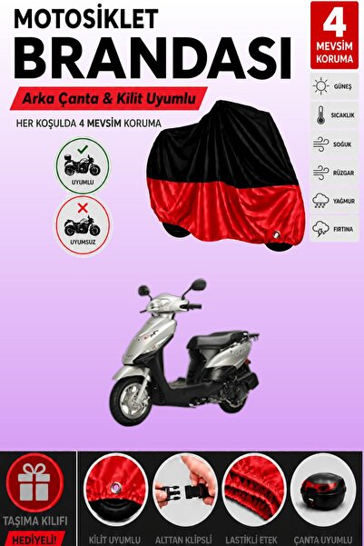 Cemku Double Black Top - Red Bottom, Rear Bag Compatible Kuba Cargo Motorcycl...