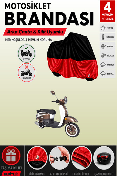 Cemku Double Black Top - Red Bottom, Rear Bag Compatible Arora Dazzle 50 Moto...