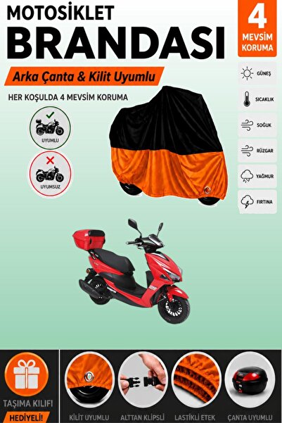 Cemku Double Black Top - Orange Bottom, Rear Bag Compatible Kuba Pesaro 125 X...
