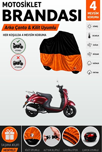 Cemku Double Black Top - Orange Bottom, Rear Bag Compatible Rks Pollo 50 Moto...