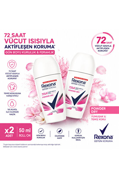Rexona Women Kadın Roll On Deodorant Powder Dry Rexona Üstün Koruma 72 Saat K...