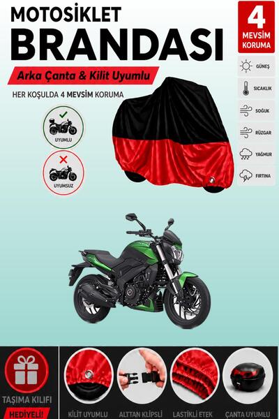 Cemku Double Black Top - Red Bottom, Rear Bag Compatible Bajaj Dominar 400 Ug...
